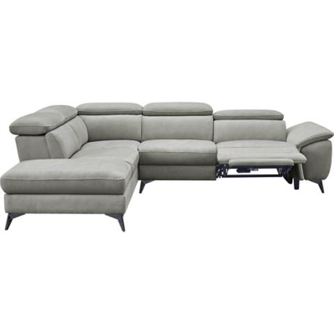 Canapé angle gauche relax électrique newport tissu gris clair pas cher