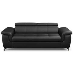 Canapé droit fixe 3 places nala coloris noir pas cher