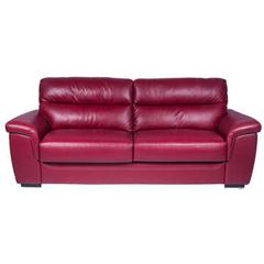 Canapé fixe 3 places en cuir giovanni coloris rouge pas cher