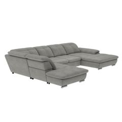 Canapé grand angle convertible droite andy iii tissu apache gris 3 pas cher